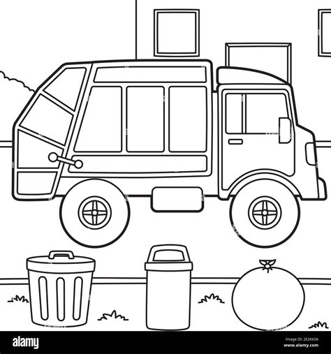 Garbage Truck Coloring Page Stock Vector Image & Art - Alamy