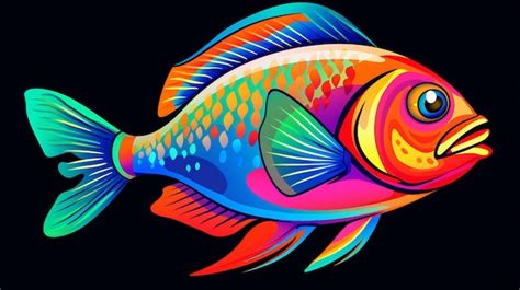 Premium Vector | A drawing of a fish with a colorful background