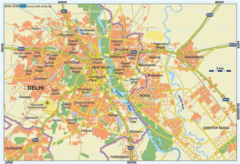 Map of Delhi (City in India) | Welt-Atlas.de