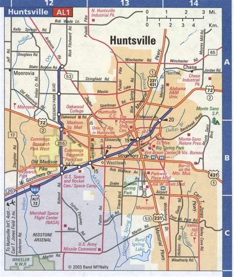 Huntsville AL road map, highway Huntsville AL city and surrounding area