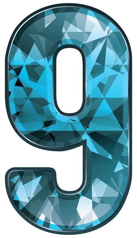 Blue Crystal Number Nine Clipart