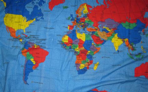 World Map Cotton Fabric Panel - United States Map