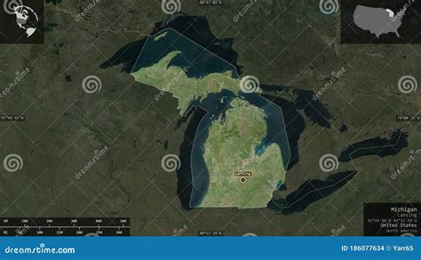 Michigan, United States - Composition. Satellite Stock Illustration ...