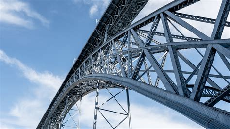 bridge steel arch bridge structure and road 4k HD Wallpaper