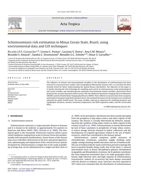 Acta Tropica Schistosomiasis risk estimation in Minas - DPI