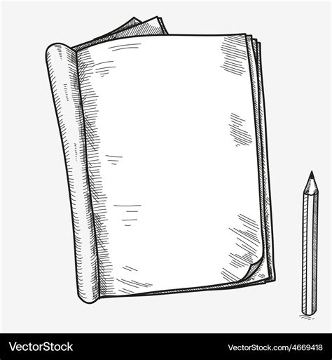 Hand drawn doodle sketch open notebook clear page Vector Image