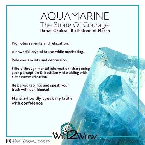 Aquamarine March's Birthstone Will2wow jewelry Stone of Courage Crystal healing Crystal Power ...