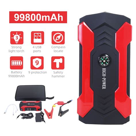 99800mAh Car Jump Starter Portable Battery Pack Booster Jumper Box ...