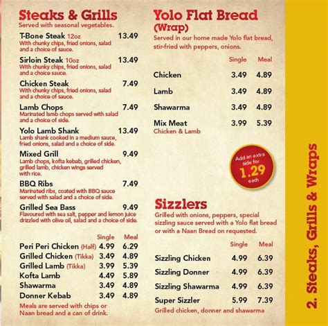 Menu at Yolo Grills & Steaks restaurant, Birmingham