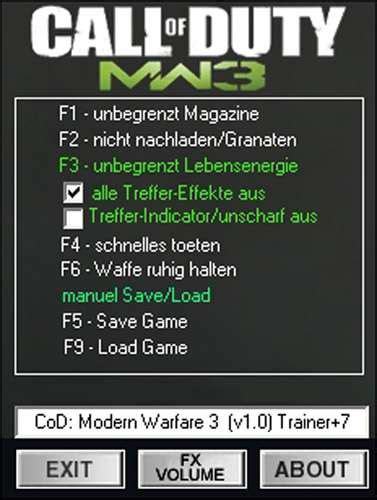 Call Of Duty Modern Warfare 3 Cheats Pc Trainer Download