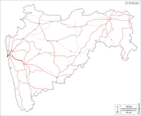 Maharashtra free map, free blank map, free outline map, free base map outline, main cities ...