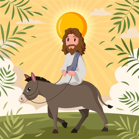 Jesus Riding Donkey on Palm Sunday 4985378 Vector Art at Vecteezy