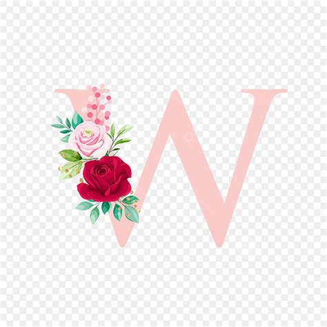 Alphabet Rose Flowers Vector Art PNG, Rose Gold Alphabet Letter W With Rose Flowers, Letter A ...