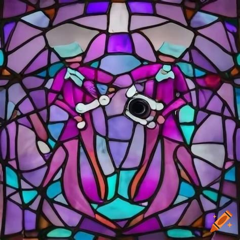 Stained glass window with squid holding camera and nurses uniform on Craiyon