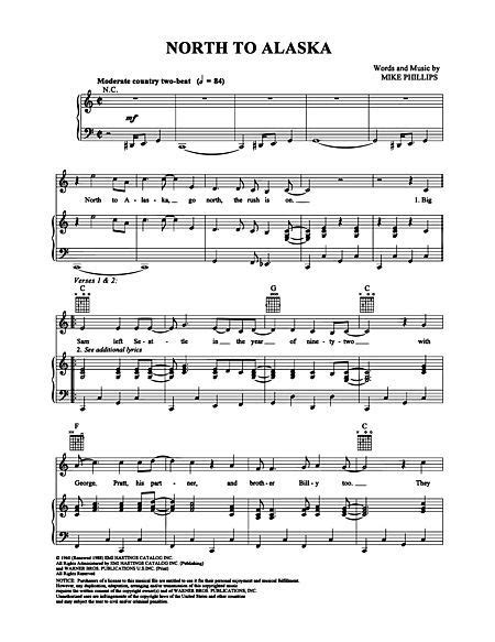 North To Alaska | Digital sheet music, North to alaska, Sheet music