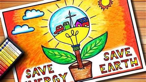 Save Energy Drawing | Energy Conservation Day Poster | Save Energy Save Earth Poster Drawing ...