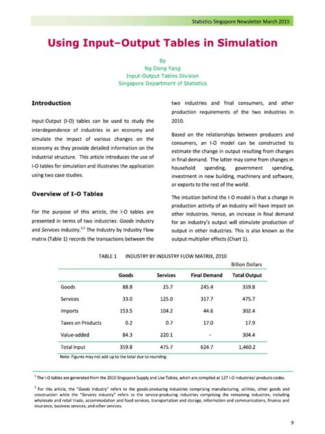 Using Input Output Tables in Simulation | PDF