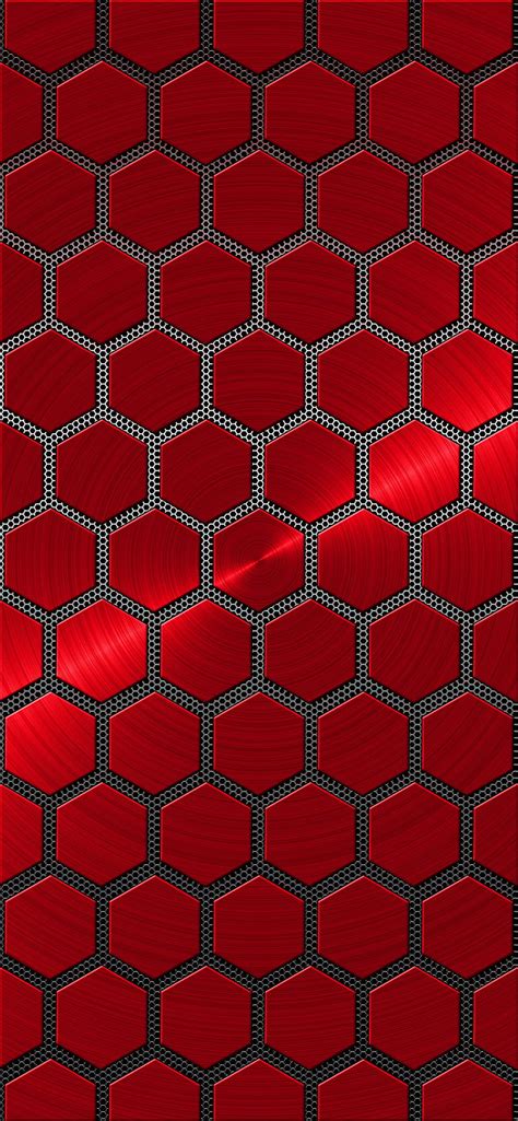 Red Hexagon Pattern Wallpaper