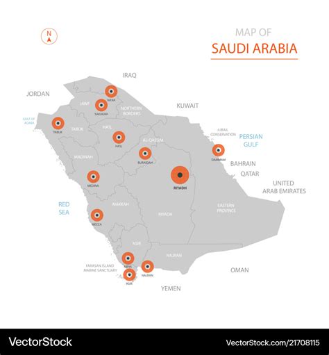 Saudi arabia map with administrative divisions Vector Image