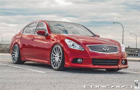 Low Stance and Vossen Rims Enrich Red Infiniti G37 Sedan | G37 sedan, Infiniti g37, Infiniti