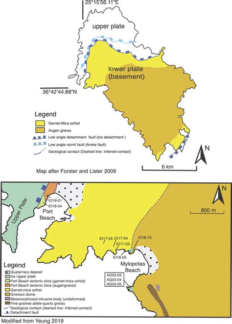 Top: island-scale map illustrating major lithologies. Bottom: Detailed ...