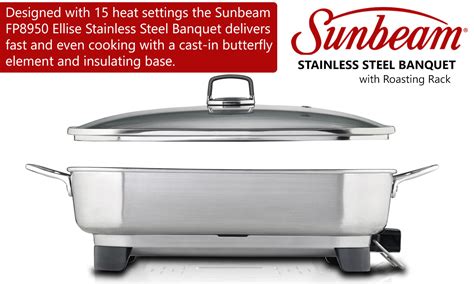 Sunbeam Banquet Frypan Stainless Steel Electric Fry Pan Glass Lid ...