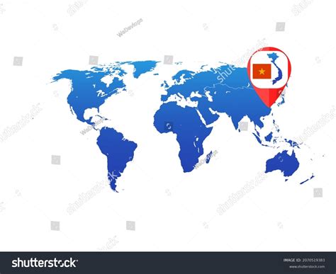 Vietnam Map Flag Pin World Map Stock Vector (Royalty Free) 2070519383 ...