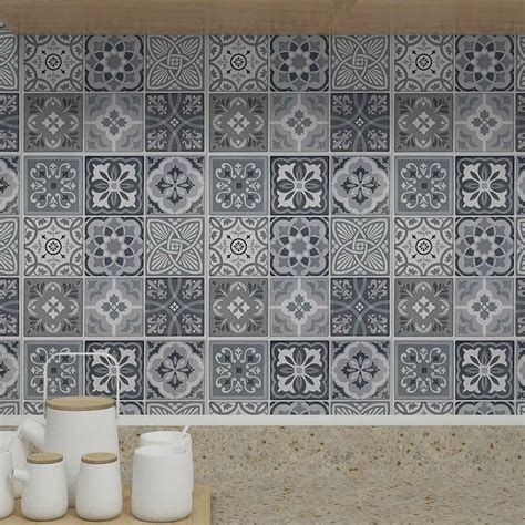 Art3d Black&White Talavera 12 in. x 12 in. Peel and Stick Wall Tile Backsplash (5-Pack ...