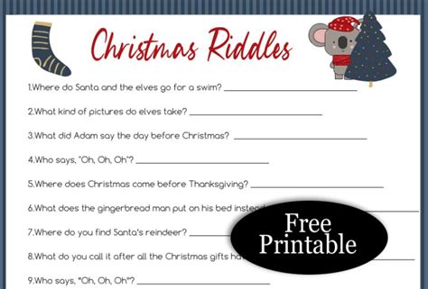 Free Printable Christmas Riddles for Kids with Answers