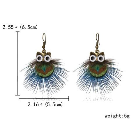 Fashion Women Earrings Long Tassel Fringe Boho Owl Feather Dangle ...