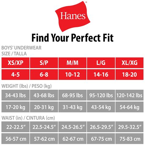 Hanes Boxer Shorts Size Chart