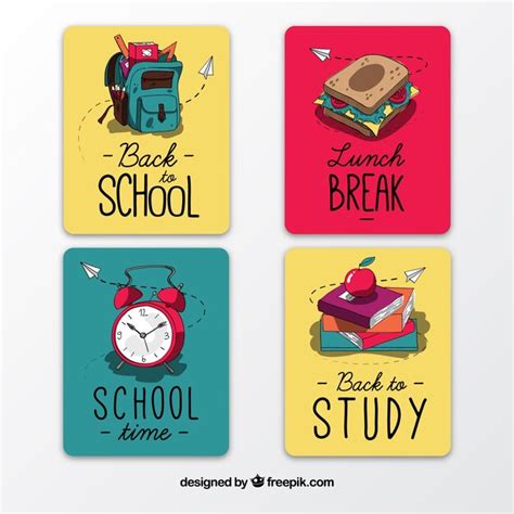 Free Vector | Back to school cards collection