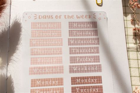 Week Days Sticker Sheet Days of the Week Planner Stickers - Etsy