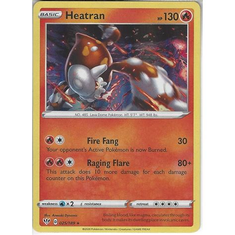 Pokemon Trading Card Game 025/189 Heatran : Rare Holo Card : SWSH-03 ...