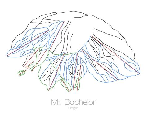 Mt Bachelor Ski Map Mt. Bachelor Oregon Mt Bachelor Trail | Etsy