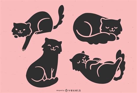 Cute Cat Silhouette Vector Art Icons And Graphics For - vrogue.co