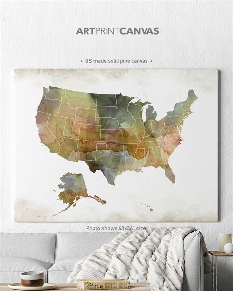 US Map Canvas Print United States Map Art Large USA Canvas - Etsy