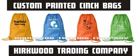 Custom printed cinch bags - Kirkwood Trading Company