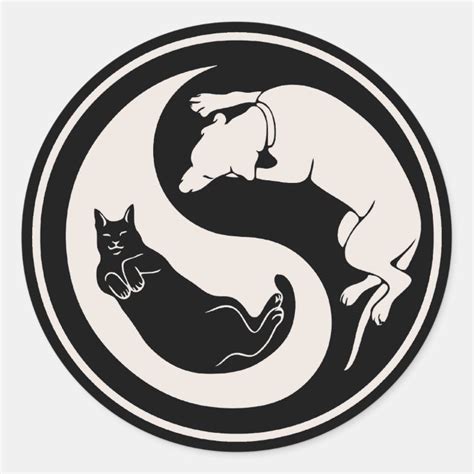 Cat-Dog Yin-Yang Classic Round Sticker | Zazzle