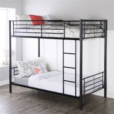 Premium Twin Over Twin Black Metal Bunk Bed by Manor Park - Walmart.com - Walmart.com