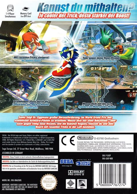 Sonic Riders (2006) GameCube box cover art - MobyGames