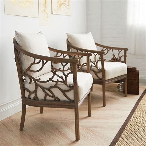 Villa & House Bosco Driftwood Mahogany White Upholstered Seat Arm Chair | Armchair, Chair design ...