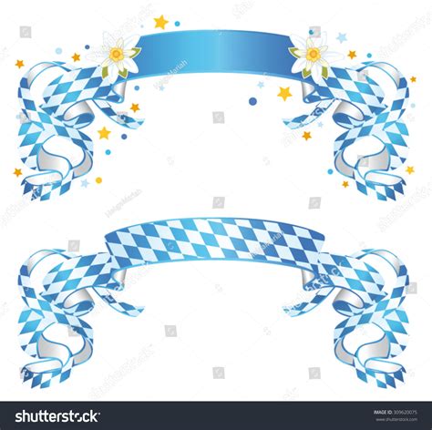 Oktoberfest Ornate Satin Ribbon Banners In Bavarian Flag Design With ...