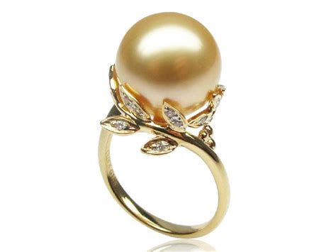 Arielle South Sea Pearl and Diamond Ring [SPRR69853E] | Pearl and diamond ring, Pearl ring ...