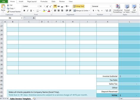 Free Sales Invoice Template For Excel - Excel TMP