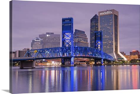 Main Street Bridge and skyline, Jacksonville, Florida Wall Art, Canvas ...