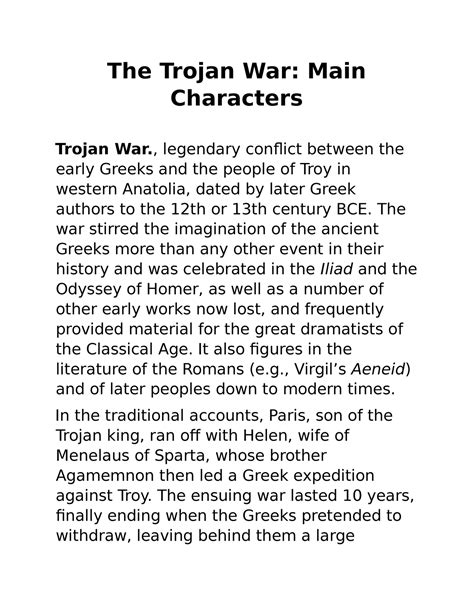 Trojan war characters - The Trojan War: Main Characters Trojan War ...