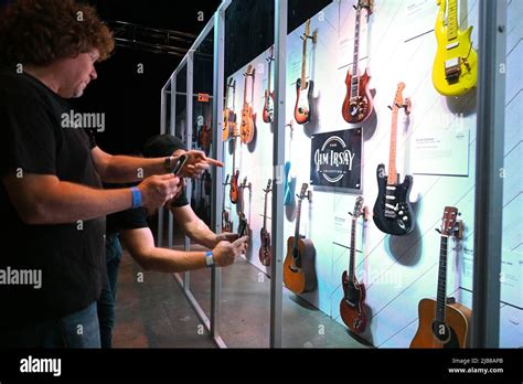 Guitars played by famous rock musicians on display as part of the The ...