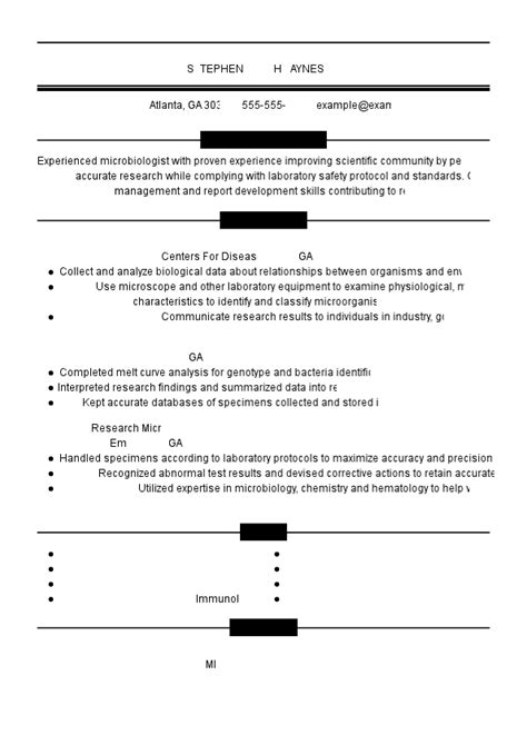 Professional Biology Resume Examples