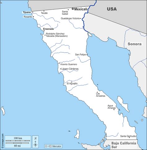 Baja California Mapa gratuito, mapa mudo gratuito, mapa en blanco gratuito, plantilla de mapa ...